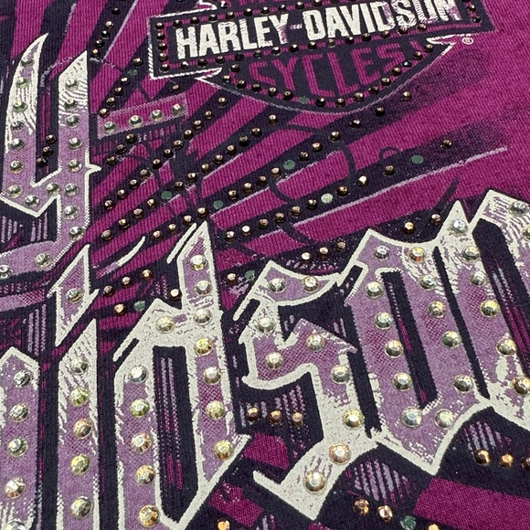Harley-Davidson - Las Vegas, NV - Women's Magenta V-Neck Tee - Size Large - Picture 14 of 15